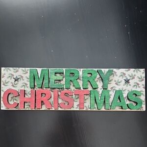 Holiday Cheer Merry Christmas Sign - Green and Red